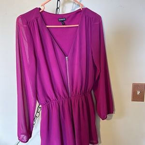 Express long-sleeved magenta romper